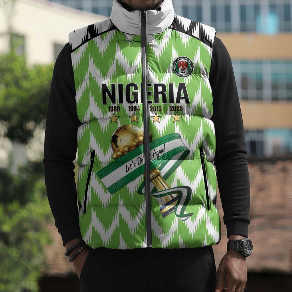 Custom Nigeria Football Sleeveless Puffer Jacket Super Eagles - Let’s Do It Again