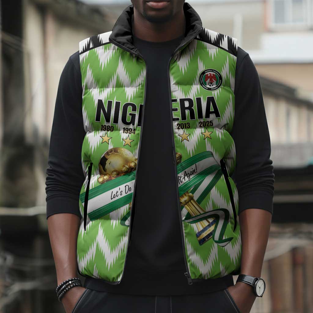 Custom Nigeria Football Sleeveless Puffer Jacket Super Eagles - Let’s Do It Again