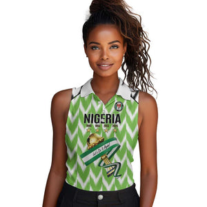 Custom Nigeria Football Women Sleeveless Polo Shirt Super Eagles - Let’s Do It Again