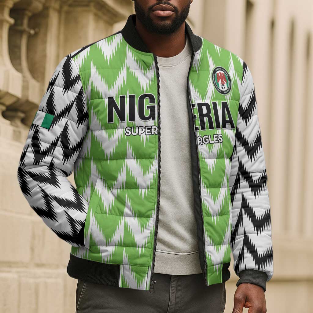 Custom Nigeria Football Bomber Puffer Jacket Go Champions Super Eagles