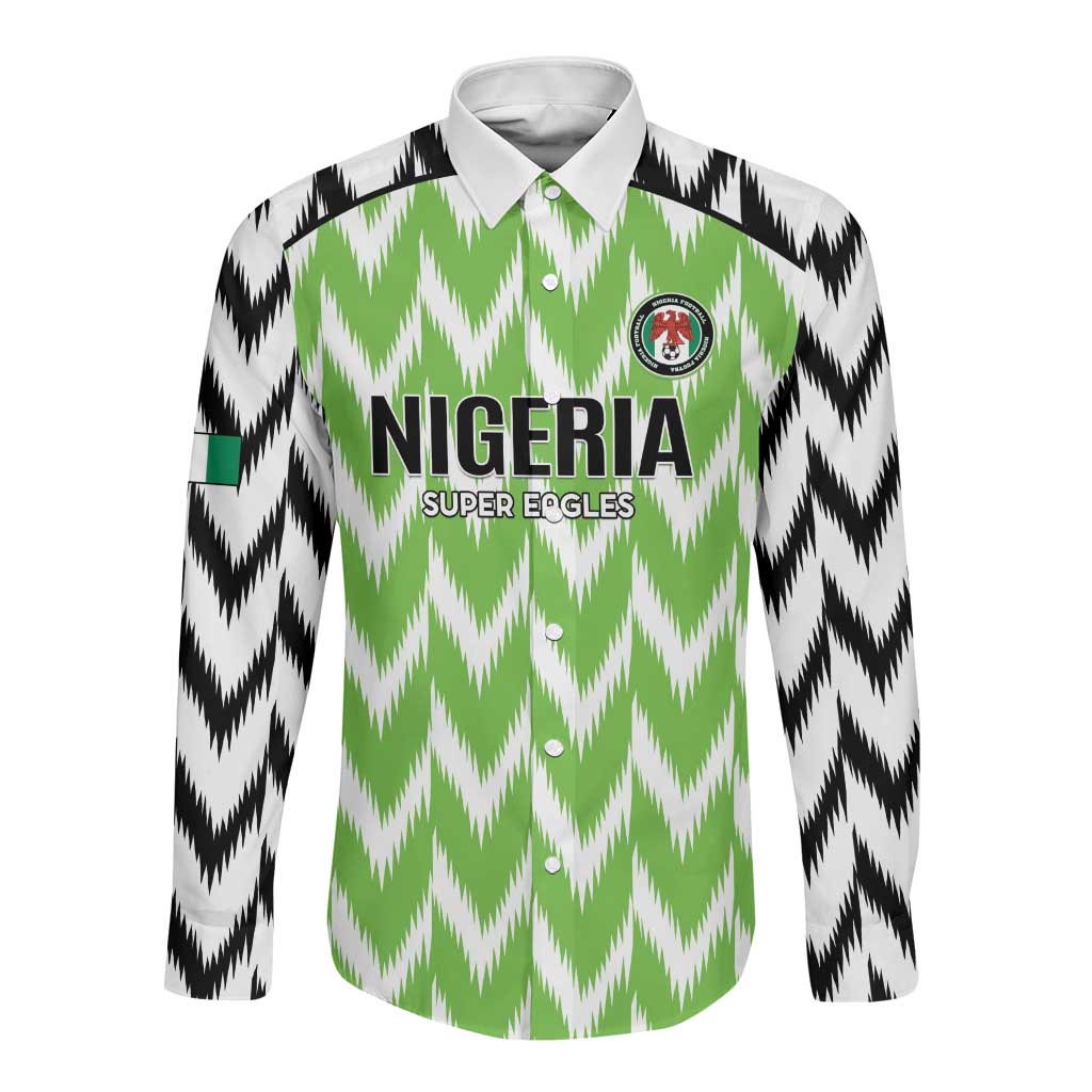 Custom Nigeria Football Long Sleeve Button Shirt Go Champions Super Eagles