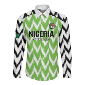 Custom Nigeria Football Long Sleeve Button Shirt Go Champions Super Eagles
