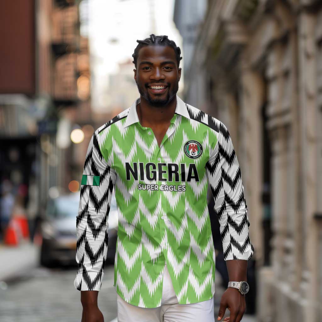 Custom Nigeria Football Long Sleeve Button Shirt Go Champions Super Eagles