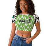 Custom Nigeria Football Raglan Cropped T shirt Go Champions Super Eagles
