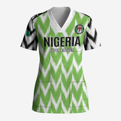 Custom Nigeria Football Scrub Top Go Champions Super Eagles