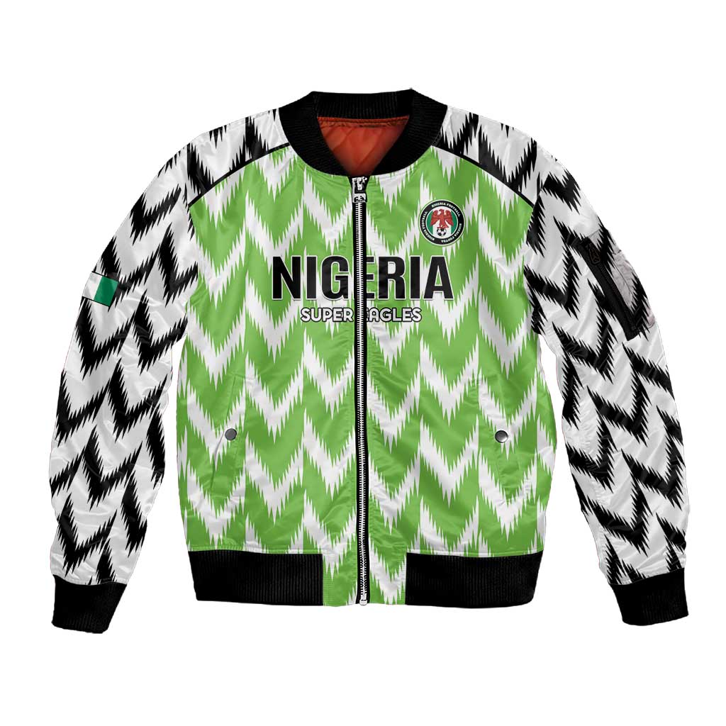 Custom Nigeria Football Sleeve Zip Bomber Jacket Go Champions Super Eagles