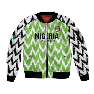 Custom Nigeria Football Sleeve Zip Bomber Jacket Go Champions Super Eagles