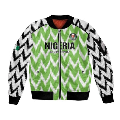 Custom Nigeria Football Sleeve Zip Bomber Jacket Go Champions Super Eagles