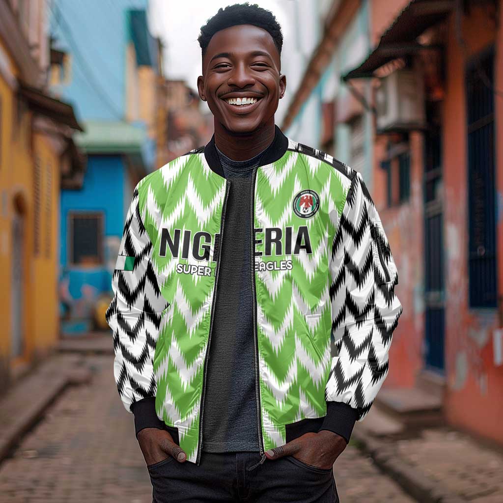 Custom Nigeria Football Sleeve Zip Bomber Jacket Go Champions Super Eagles