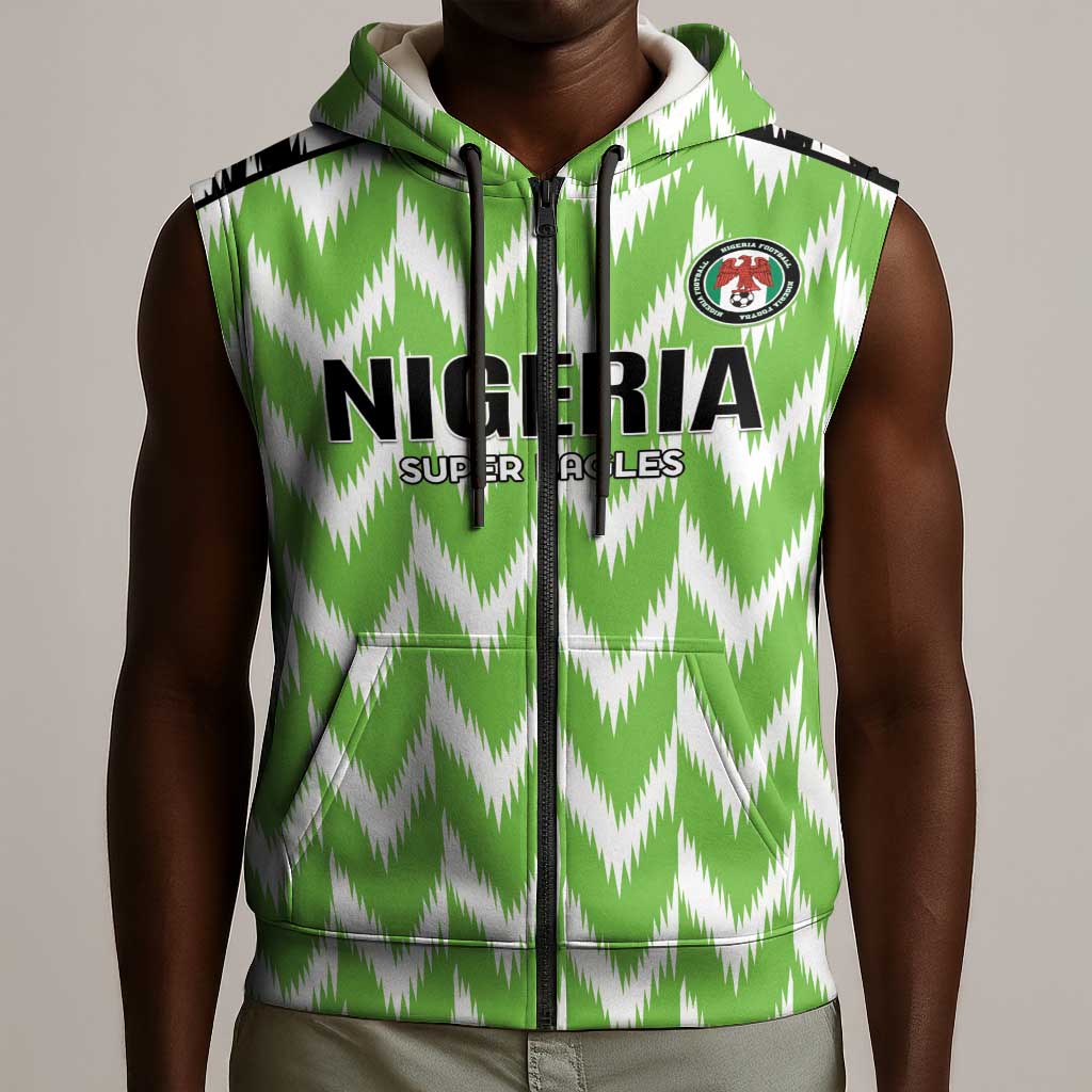 Custom Nigeria Football Sleeveless Zip Hoodie Go Champions Super Eagles