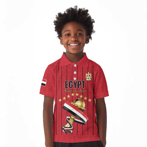 Custom Egypt Football Kid Polo Shirt Kings of Africa Champions