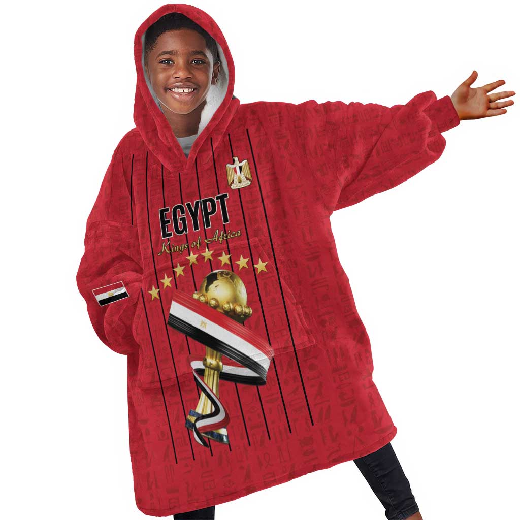 Custom Egypt Football Kid Wearable Blanket Hoodie Kings of Africa Champions