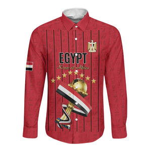 Custom Egypt Football Long Sleeve Button Shirt Kings of Africa Champions