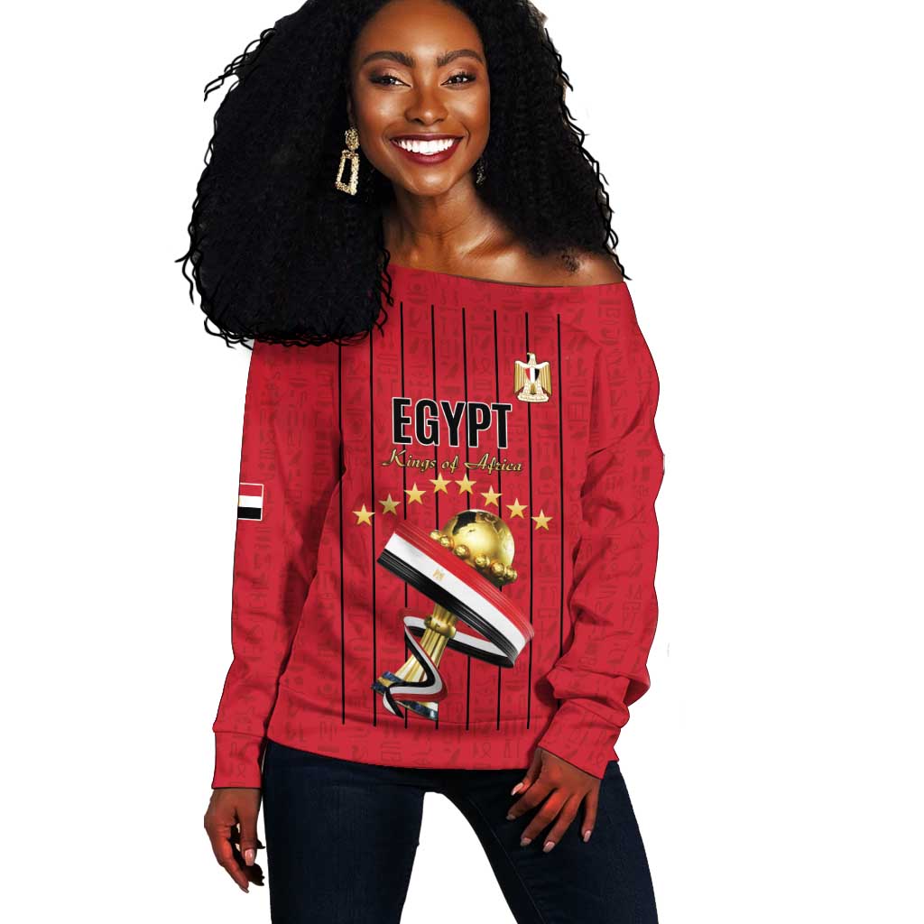 Custom Egypt Football Off Shoulder Sweater Kings of Africa Champions