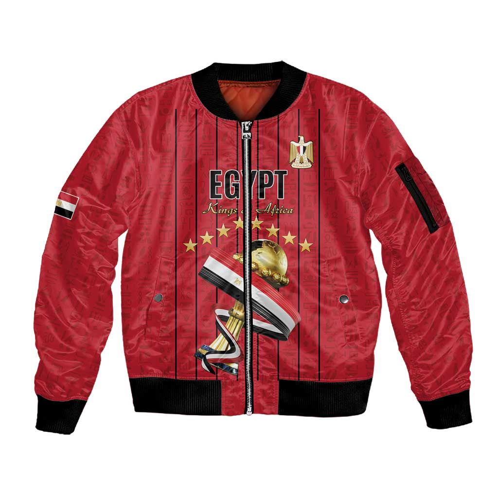 Custom Egypt Football Sleeve Zip Bomber Jacket Kings of Africa Champions