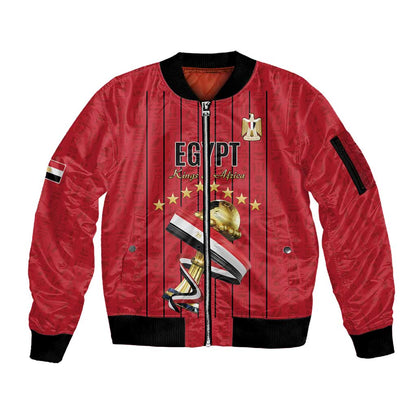 Custom Egypt Football Sleeve Zip Bomber Jacket Kings of Africa Champions