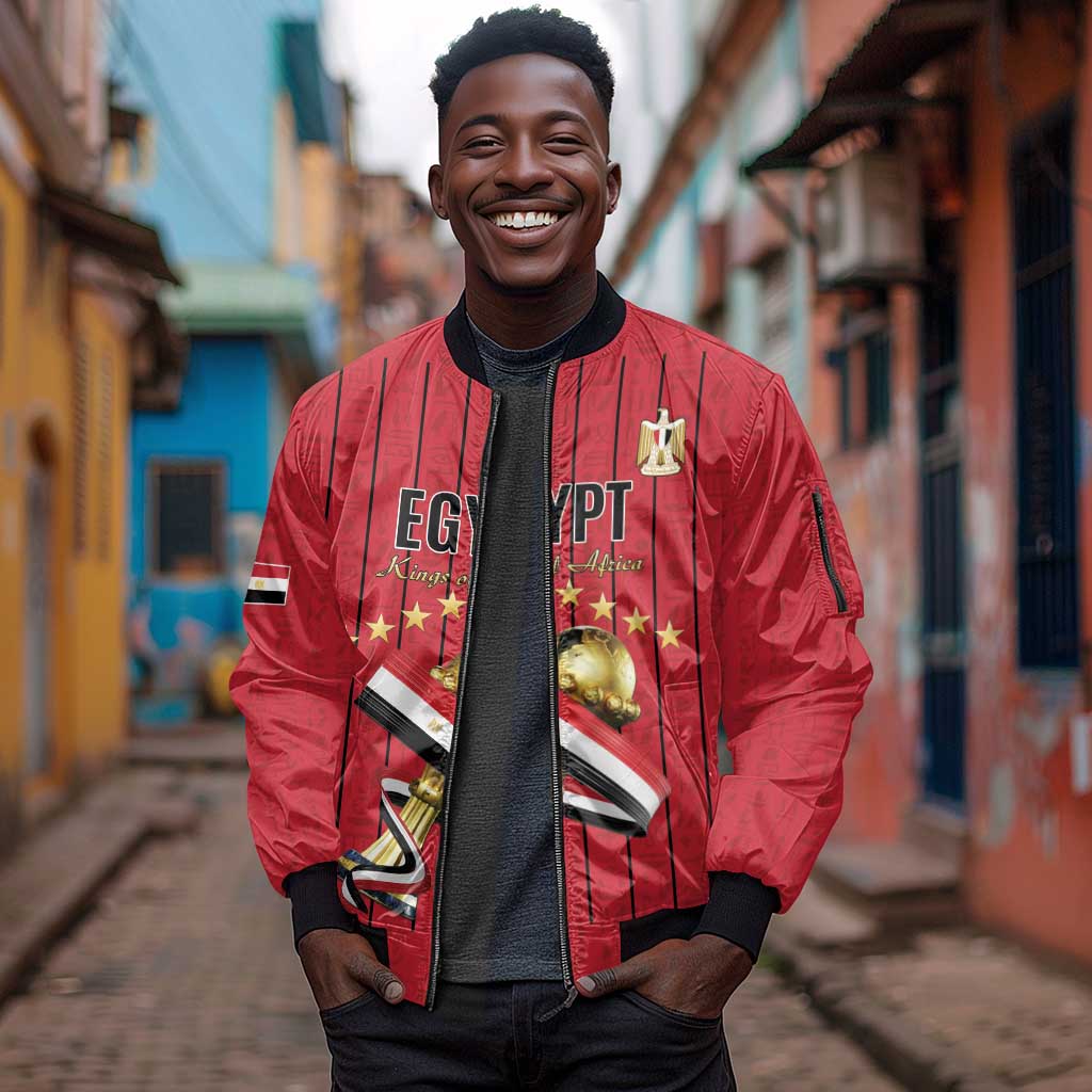 Custom Egypt Football Sleeve Zip Bomber Jacket Kings of Africa Champions