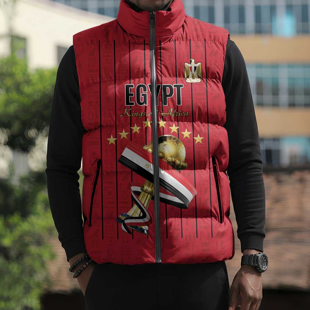 Custom Egypt Football Sleeveless Puffer Jacket Kings of Africa Champions