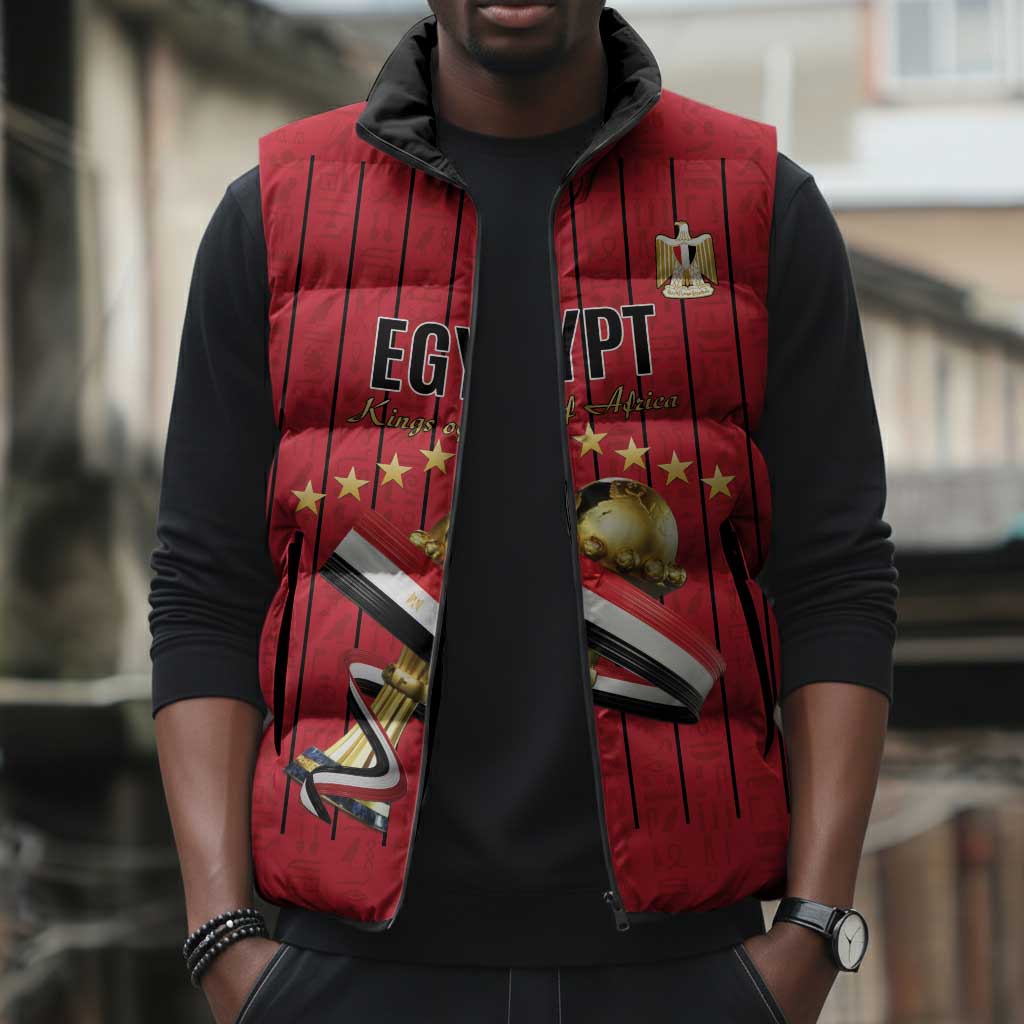 Custom Egypt Football Sleeveless Puffer Jacket Kings of Africa Champions