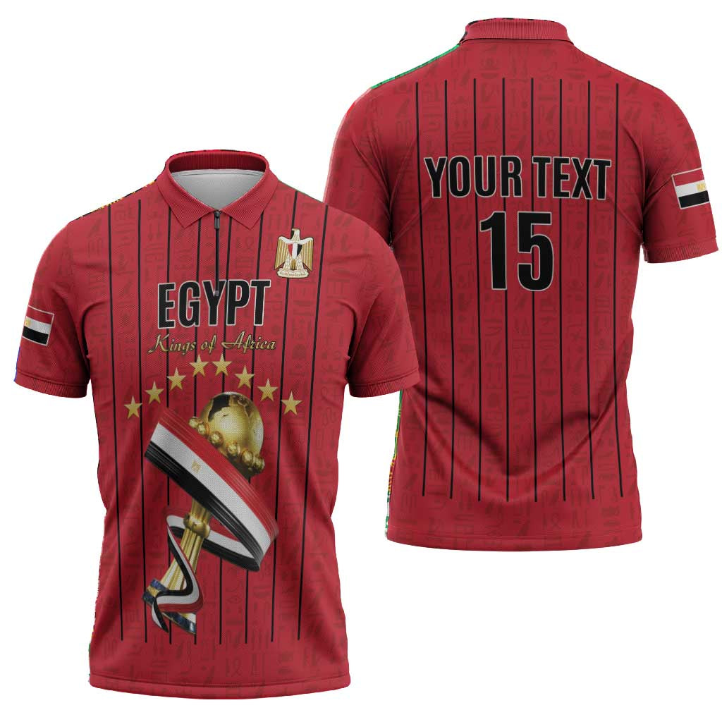 Custom Egypt Football Zipper Polo Shirt Kings of Africa Champions