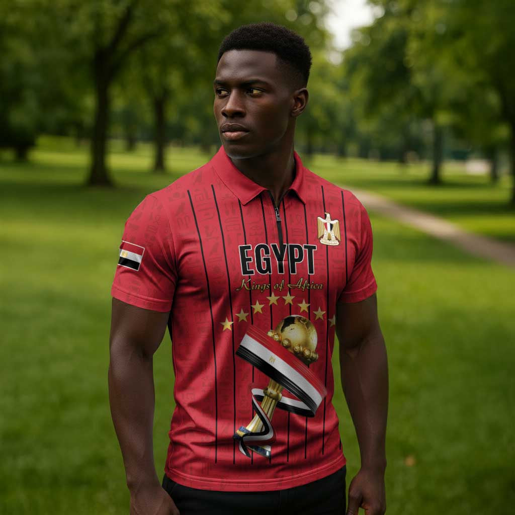 Custom Egypt Football Zipper Polo Shirt Kings of Africa Champions