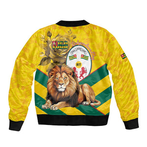 Happy Togo Independence Day Bomber Jacket Lion With Coat Of Arms - Kente Pattern
