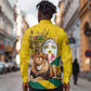 Happy Togo Independence Day Long Sleeve Button Shirt Lion With Coat Of Arms - Kente Pattern