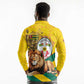 Happy Togo Independence Day Long Sleeve Polo Shirt Lion With Coat Of Arms - Kente Pattern