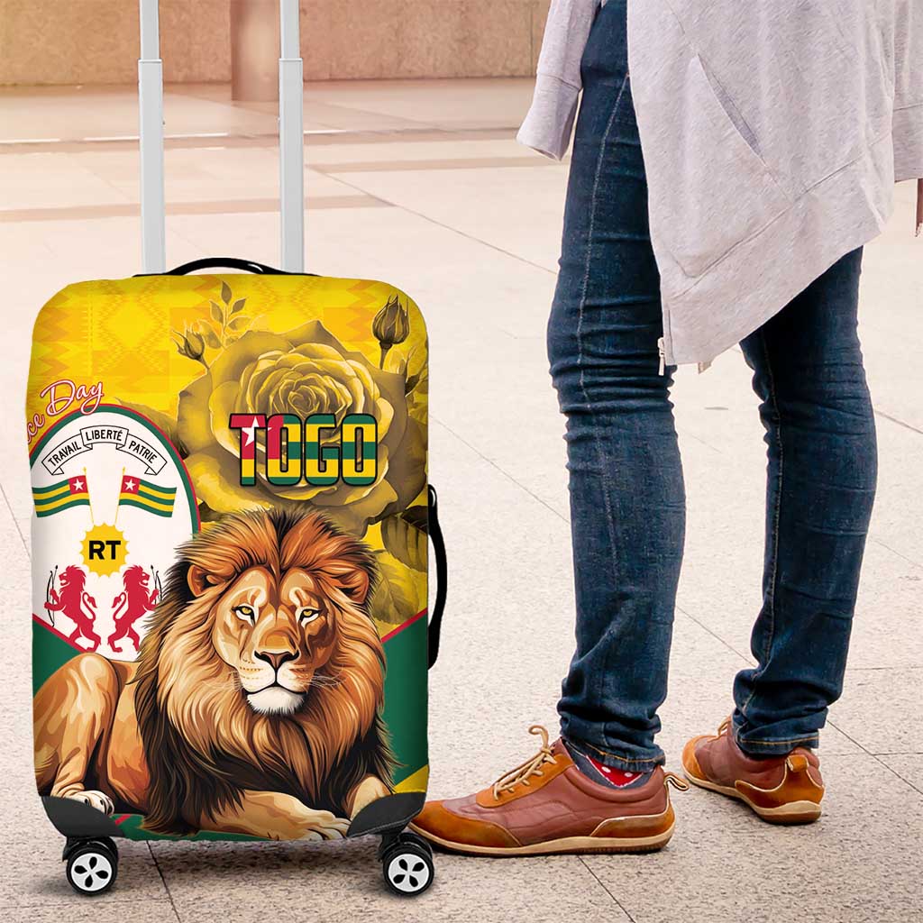 Happy Togo Independence Day Luggage Cover Lion With Coat Of Arms - Kente Pattern