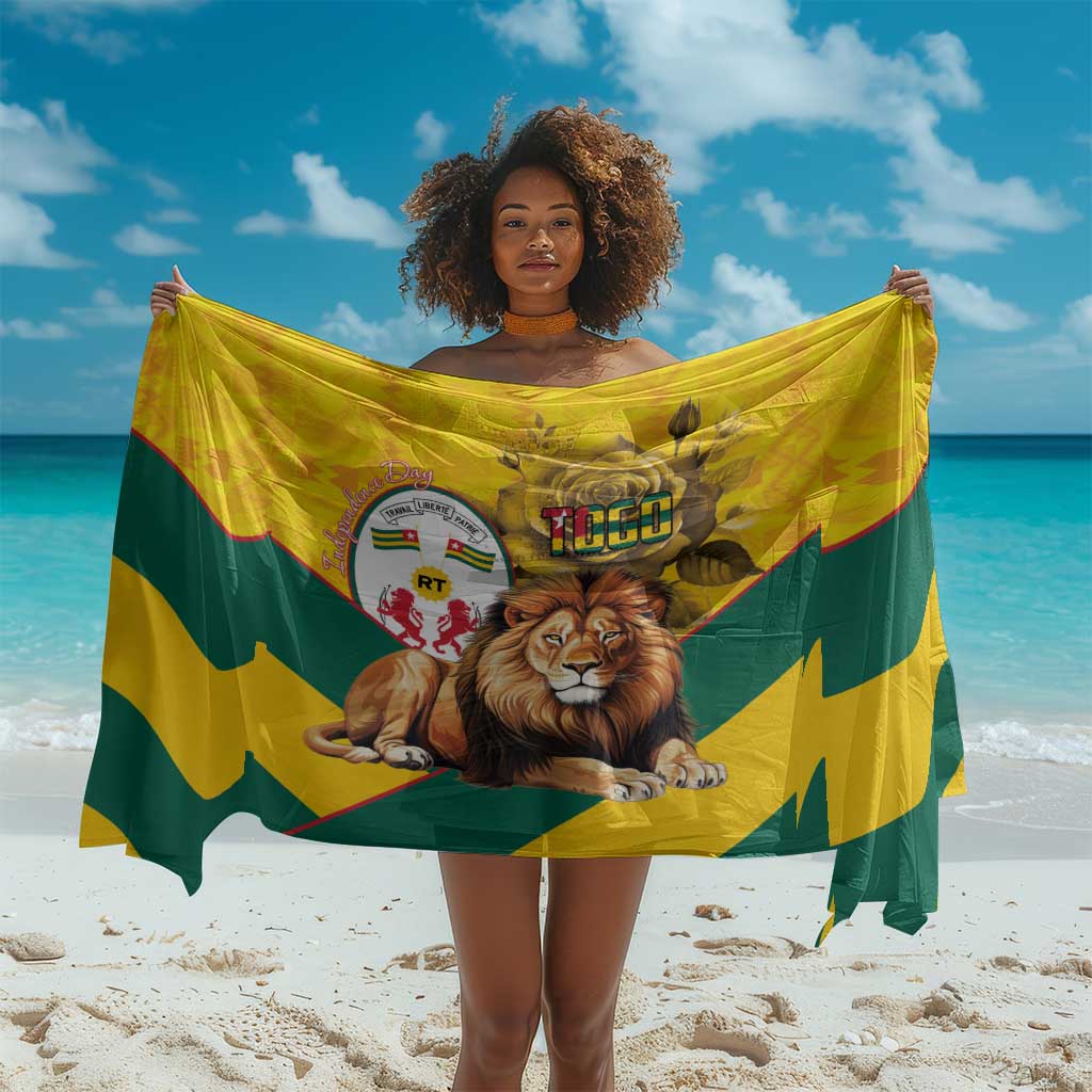 Happy Togo Independence Day Sarong Lion With Coat Of Arms - Kente Pattern