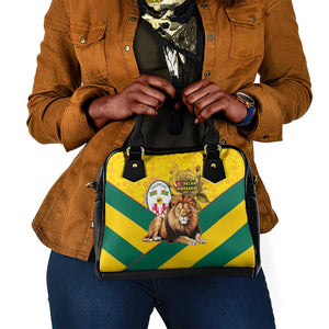 Happy Togo Independence Day Shoulder Handbag Lion With Coat Of Arms - Kente Pattern