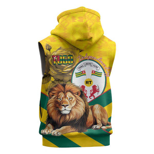 Happy Togo Independence Day Sleeveless Zip Hoodie Lion With Coat Of Arms - Kente Pattern - African Pride
