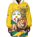 Happy Togo Independence Day Wearable Blanket Hoodie Lion With Coat Of Arms - Kente Pattern