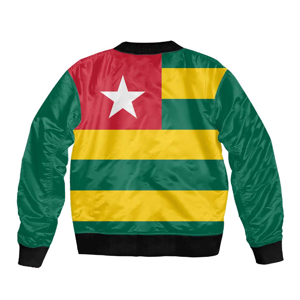 Togolese Independence Day Sleeve Zip Bomber Jacket Flag Style