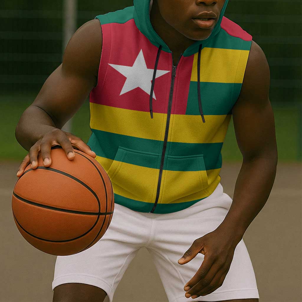 Togolese Independence Day Sleeveless Zip Hoodie Flag Style - African Pride