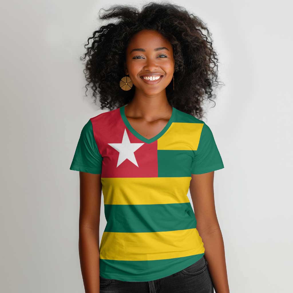 Togolese Independence Day Women V-Neck T-Shirt Flag Style