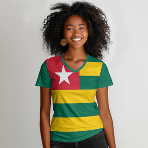 Togolese Independence Day Women V-Neck T-Shirt Flag Style