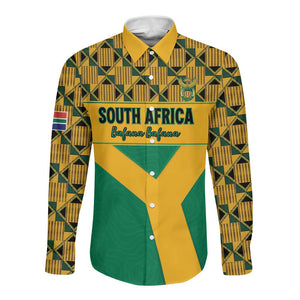 South Africa Soccer Custom Long Sleeve Button Shirt Bafana Bafana
