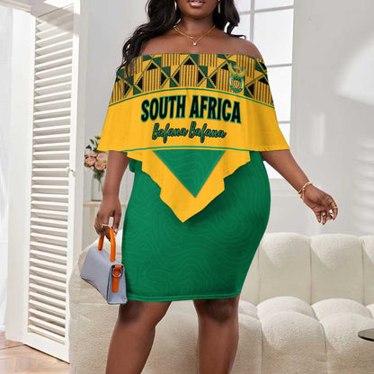 South Africa Soccer Custom Off Shoulder Short Dress Bafana Bafana