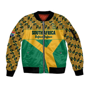 South Africa Soccer Custom Sleeve Zip Bomber Jacket Bafana Bafana