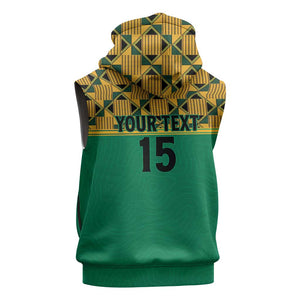 South Africa Soccer Custom Sleeveless Zip Hoodie Bafana Bafana - African Pride