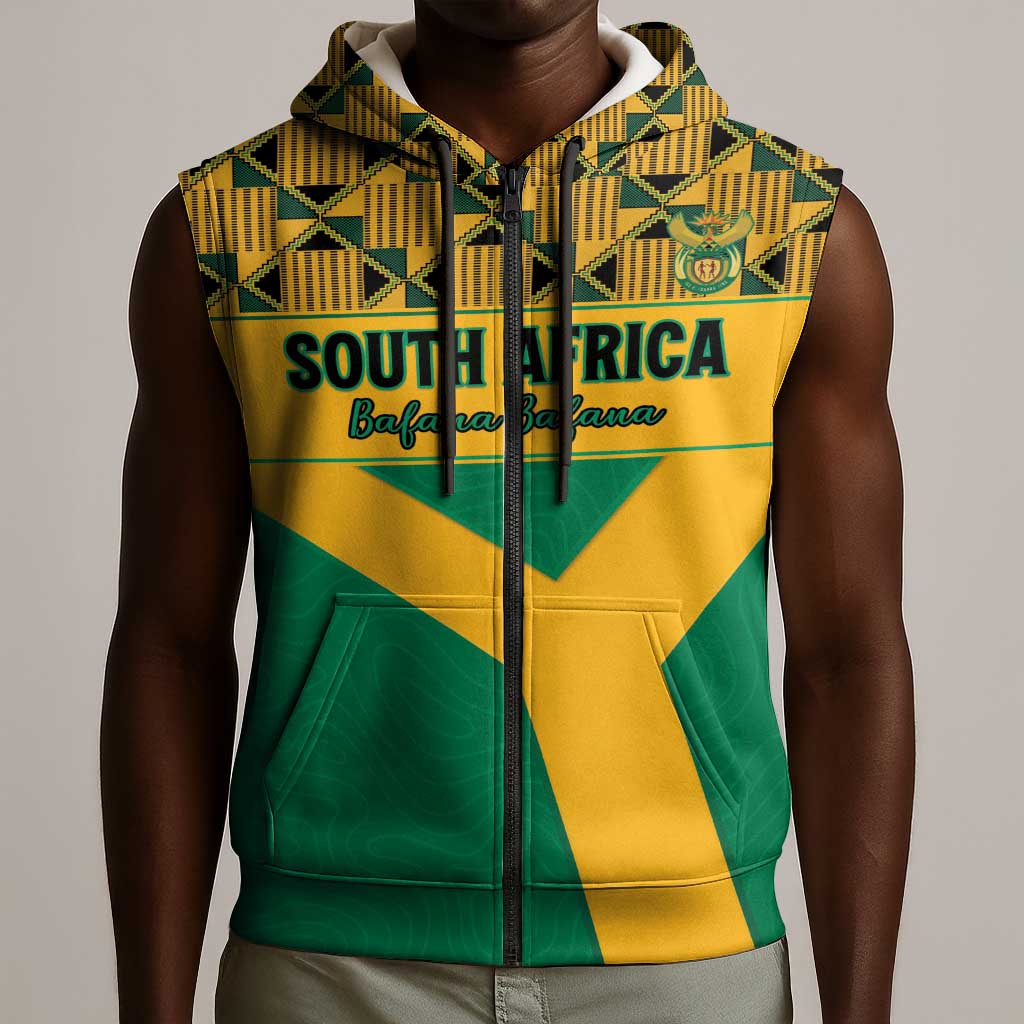 South Africa Soccer Custom Sleeveless Zip Hoodie Bafana Bafana - African Pride