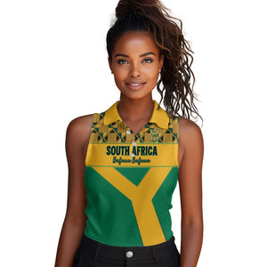 South Africa Soccer Custom Women Sleeveless Polo Shirt Bafana Bafana