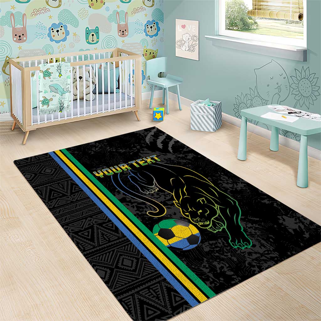 Custom Gabon Football Area Rug Go Champions - Black Ver