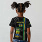 Custom Gabon Football Kid T shirt Go Champions - Black Ver