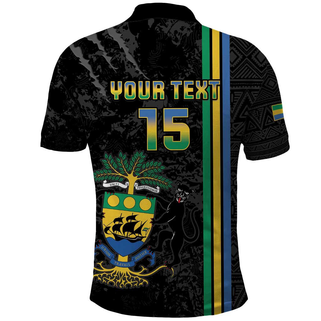 Custom Gabon Football Polo Shirt Go Champions - Black Ver