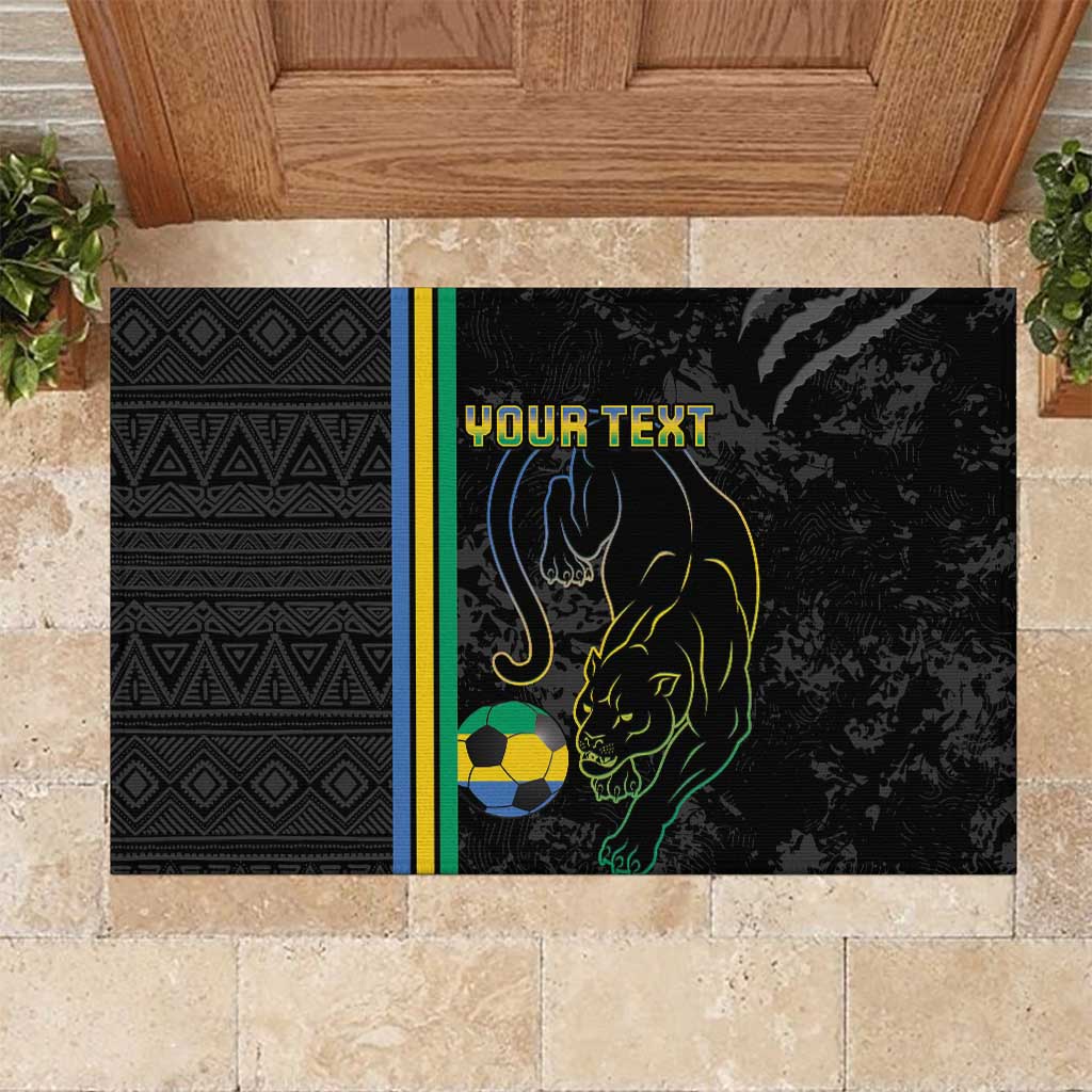 Custom Gabon Football Rubber Doormat Go Champions - Black Ver