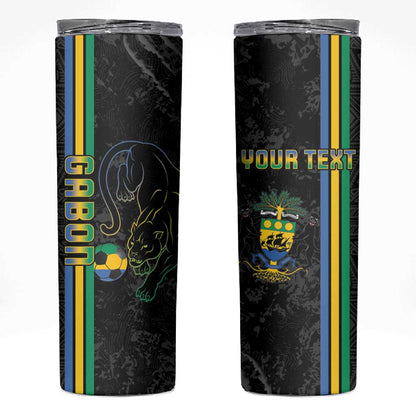 Custom Gabon Football Skinny Tumbler Go Champions - Black Ver