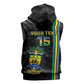 Custom Gabon Football Sleeveless Zip Hoodie Go Champions - Black Ver - African Pride
