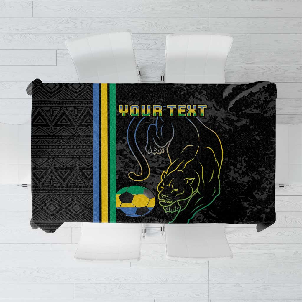 Custom Gabon Football Tablecloth Go Champions - Black Ver